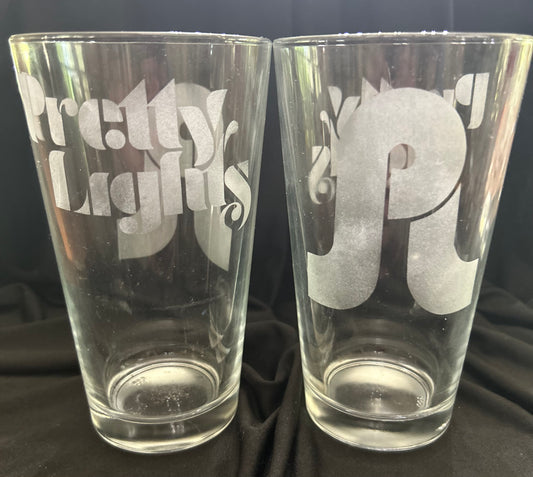 Pretty Lights etched pint glass